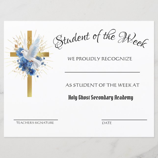 Papier Croix d'or du Saint-Esprit catholique (Devant)