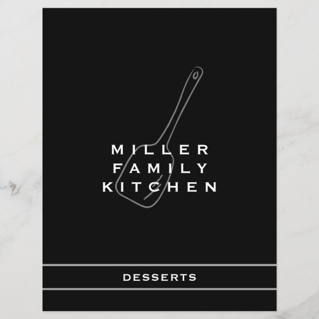 Papier Cuisine Familiale Dessert Divider | Noir et blanc (Devant)