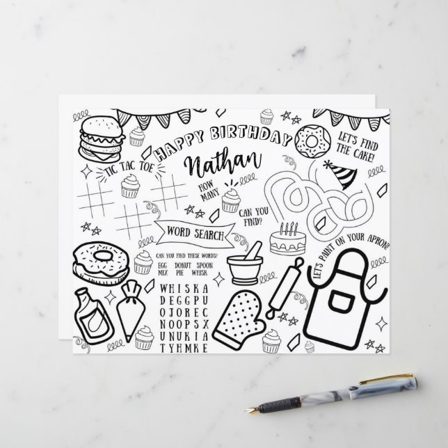 Papier Cuisine Fête Coloration Set de table Cuisine Petit (Devant/Arrière en situation)