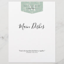 Cuisine Monogramme Floral Turquoise Vert Recette D