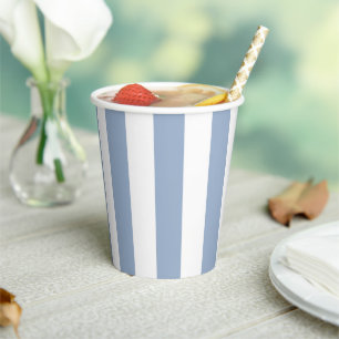Papier Cup Blau & Weiß Streifen Pappbecher