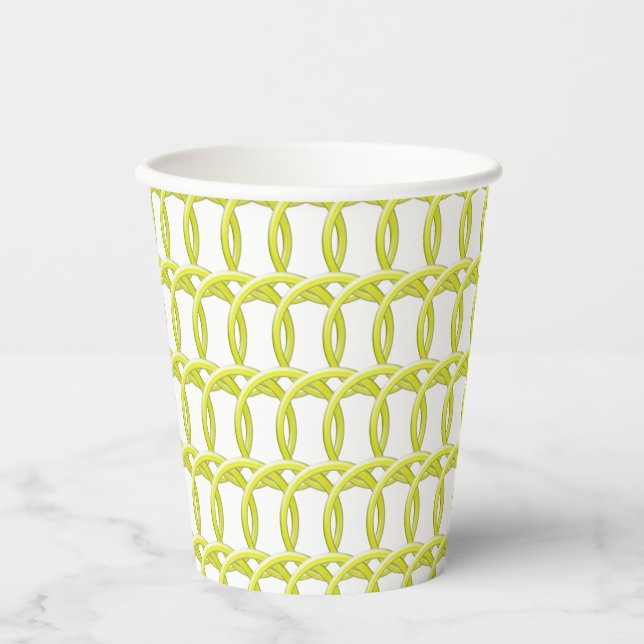 Papier-Cup - Gelbe Kreise - interverriegelte Pappbecher (Vorderseite)