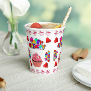 Papier Cup Happy Valentine's Day Happy Geburtstag Pappbecher