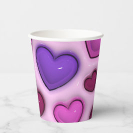 Papier-Cup mit 3D-glänzenden Herzen Pappbecher