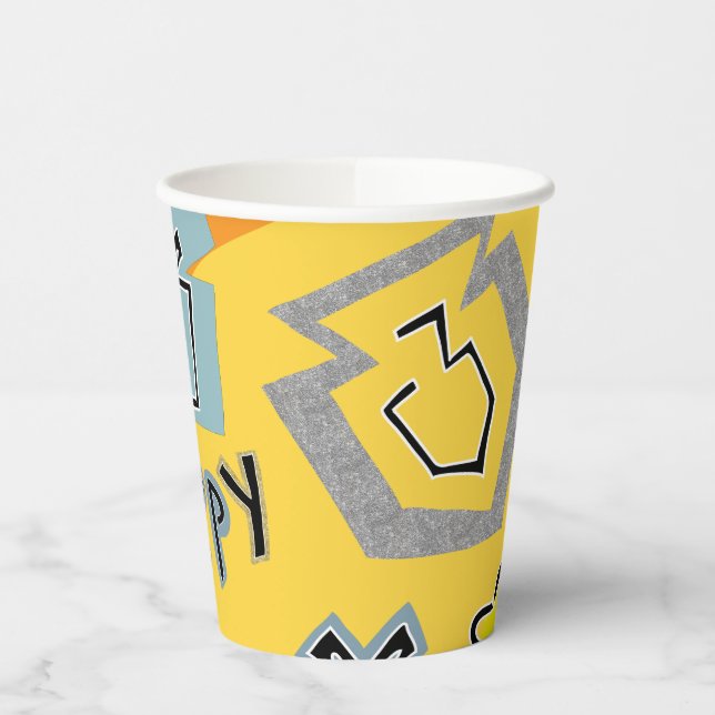 Papier Cups "Hanukkah Happy Glitzy Art" 8 oz. Pappbecher (Links)