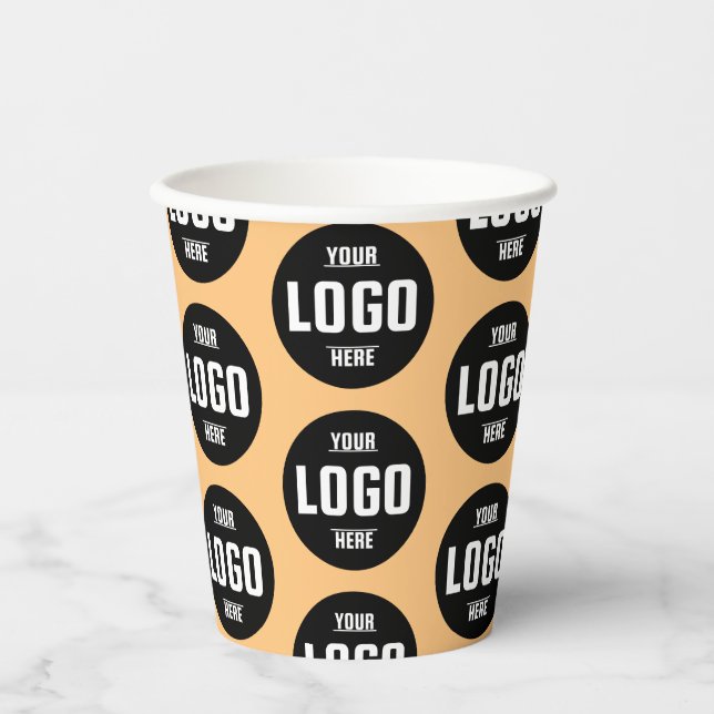 Papier-Cups mit eigenem Firmenlogo - Orange Pappbecher (Vorderseite)