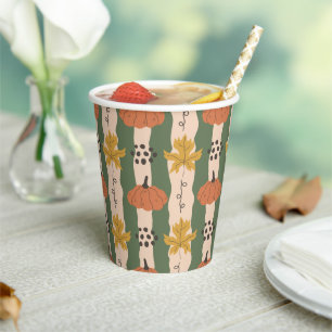 Papier-Cups mit handgezogenem Kürbis und Leaf-Must Pappbecher