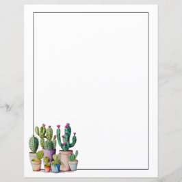 Papier Cute aquarelle cactus succulents dans les pots