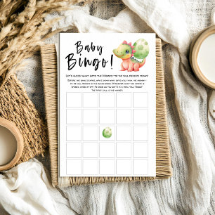 Papier Cute Aquarelle Dinosaur Baby shower Bingo Jeu