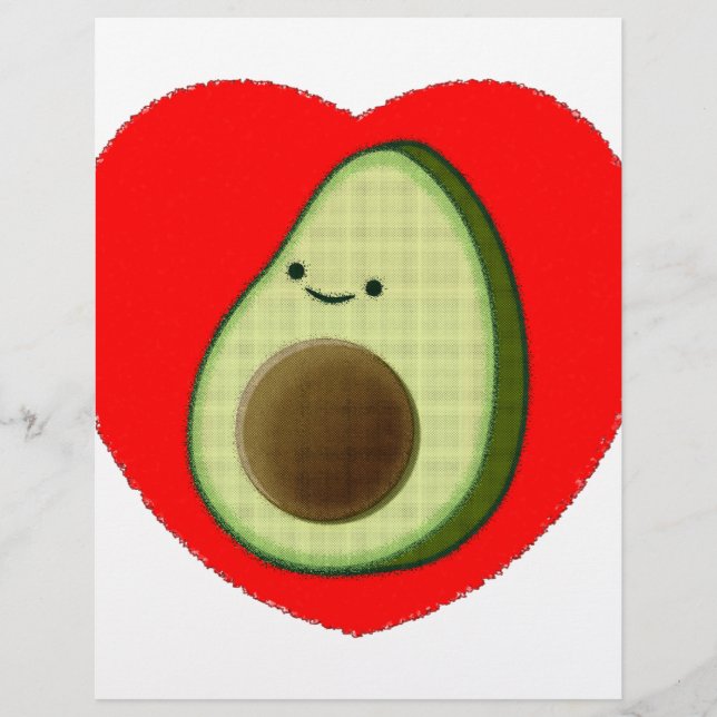 Papier Cute Avocado Dans Le Coeur Rouge (Devant)