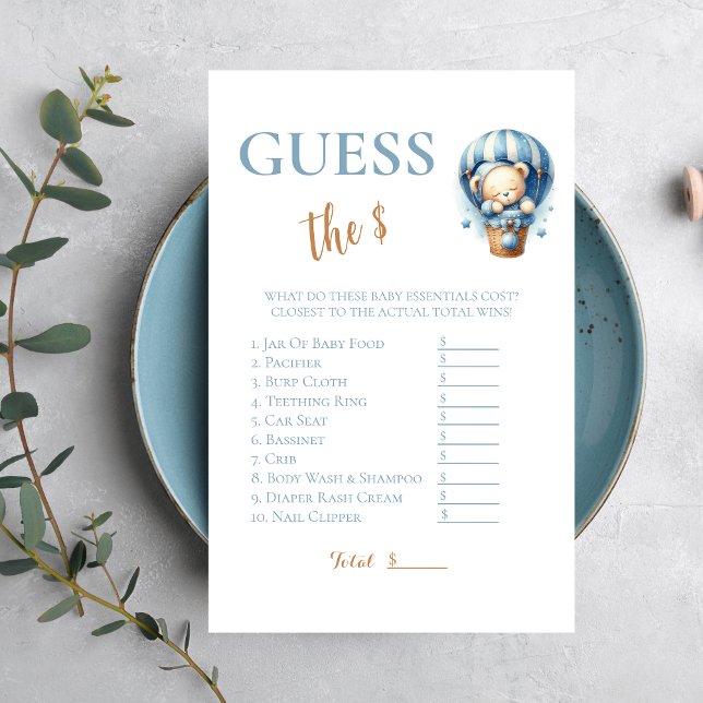 Papier Cute Blue Hot Air Balloon Oear Devinez Le Prix (Créateur téléchargé)