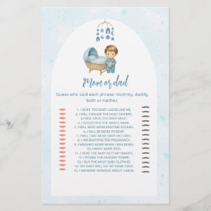 Papier Cute Boy Blue Nursery Baby shower Devinez Qui jeu