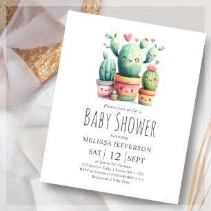 Papier Cute Cactus Baby shower Budget Invitation