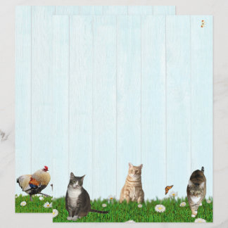 Papier Cute Cat Stationery - Added chickens on Back
