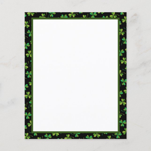 Papier Cute & Elegant Shamrock foncé Motif vert & noir (Devant)