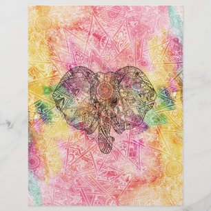 Papier Cute Elephant Watecolore dessiné à la main Henna f