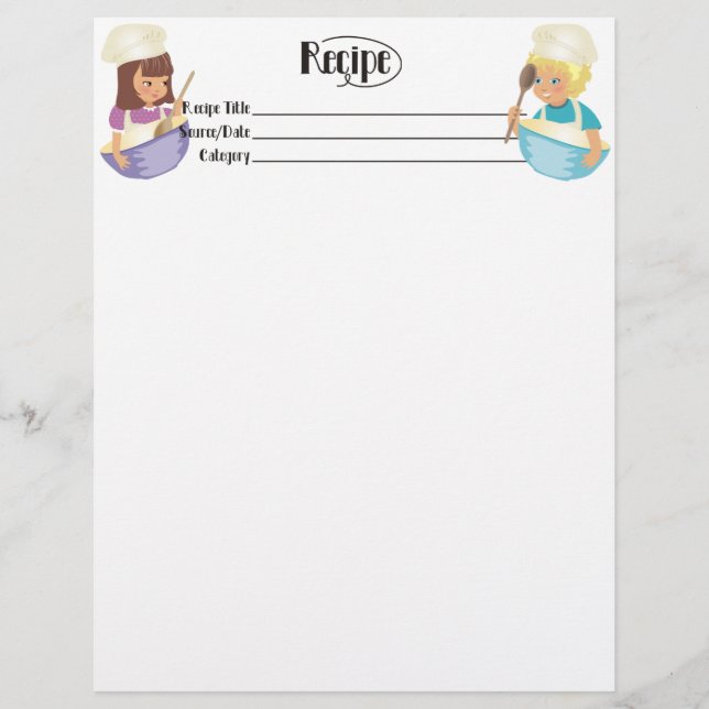 Papier Cute garçon fille enfant convivial en-tête de rece (Devant)