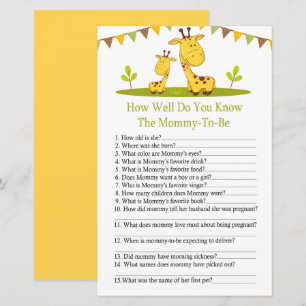 Papier Cute girafe Comme tu connais bien le jeu du baby s