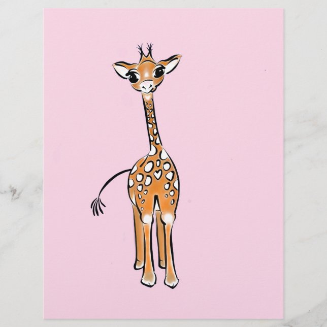 Papier Cute Giraffe drawing, safari animals (Devant)