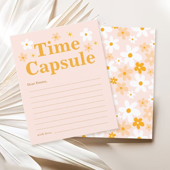 Papier Cute Jaune Rose Daisy Heure Capsule Premier Annive (Créateur téléchargé)