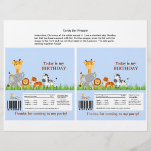 Papier Cute Jungle Animaux Garçon Barre de Bonbons Wrappe