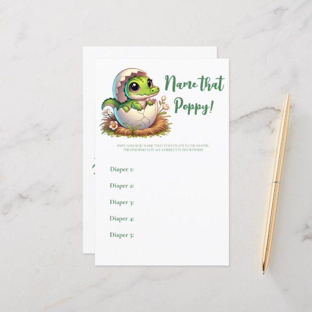 Papier Cute Kawaii Baby Alligator Nom d'éclosion Jeu (Devant/Arrière en situation)