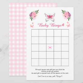 Papier Cute Little Butterfly Baby Shower Bingo Game 