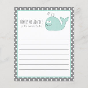 Papier Cute Little Whale Conseil Baby shower Jeu / Aqua