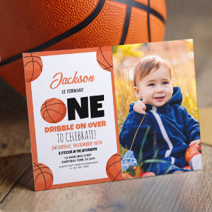 Papier Cute Modern Basketball Budget Photo 1er anniversai