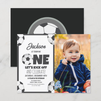 Papier Cute Modern Soccer Budget Photo 1er anniversaire