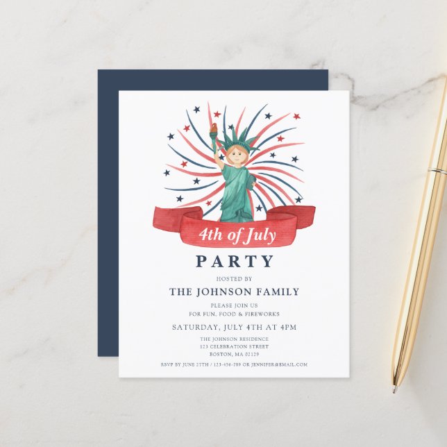 Papier Cute Patriotique Rouge Blanc Et Bleu 4 juillet (Devant/Arrière en situation)