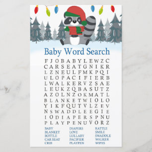 Papier Cute Raccoon Baby shower de Noël Mot de recherche