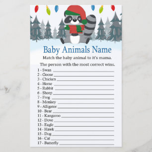 Papier Cute Raccoon Noël Bébé Animaux Nom Jeu