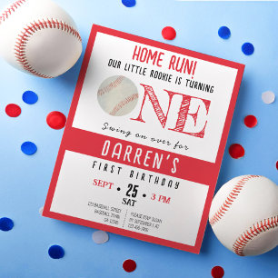 Papier Cute Rookie Baseball Budget 1er anniversaire Invit