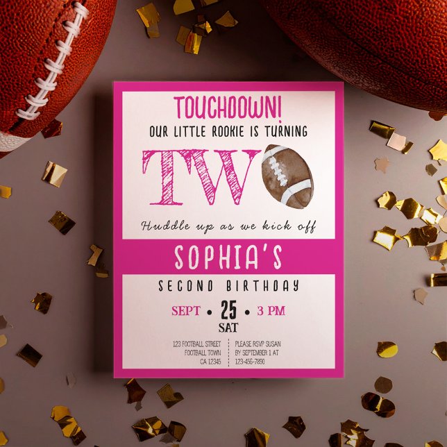 Papier Cute Rookie Football Budget Girl 2e anniversaire (Créateur téléchargé)