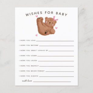 Papier Cute Rose Cub Ours Douche Wives for Baby Card