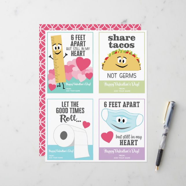 Papier Cute salle de classe de fête de la Saint-Valentin  (Devant/Arrière en situation)