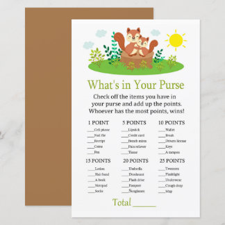 Papier Cute Squirrel Ce qu'il y a dans votre jeu de sacs 