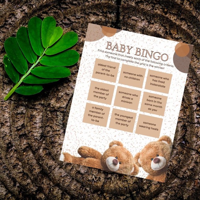 Papier Cute Teddy Bear Twin Baby shower Bingo Jeu (Créateur téléchargé)