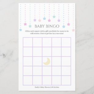 Papier Cute Twinkle Little Stars Baby shower Bingo Jeu