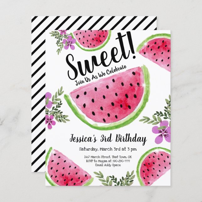Papier Cute Watermelon Floral Anniversaire Budget (Devant / Derrière)