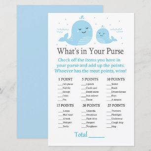 Papier Cute Whale Ce qui est dans votre jeu de sacs à mai