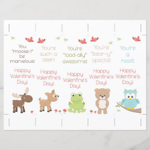 Papier Cute Woodland Animaux Signets de Saint Valentin
