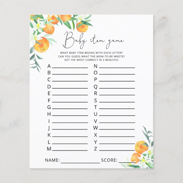 Papier Cutie Baby Item Jeu. Jeu baby shower (Devant)