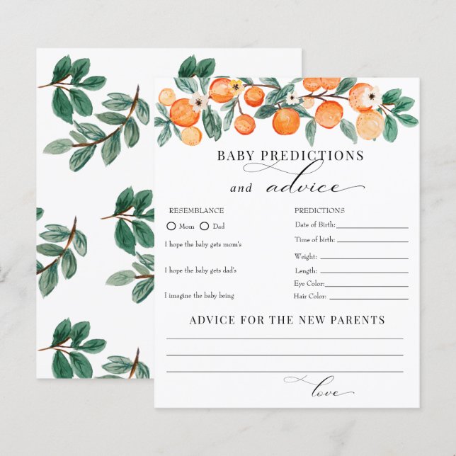 Papier Cutie | Baby shower de conseils sur les prévisions (Devant / Derrière)