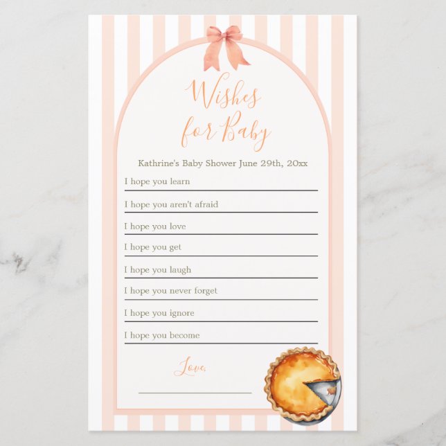 Papier Cutie Pie Orange En vichy Voeux pour bébé (Devant)
