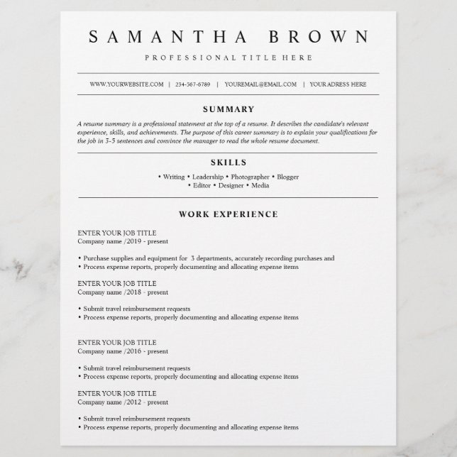 Papier Cv professionnelle moderne (Devant)