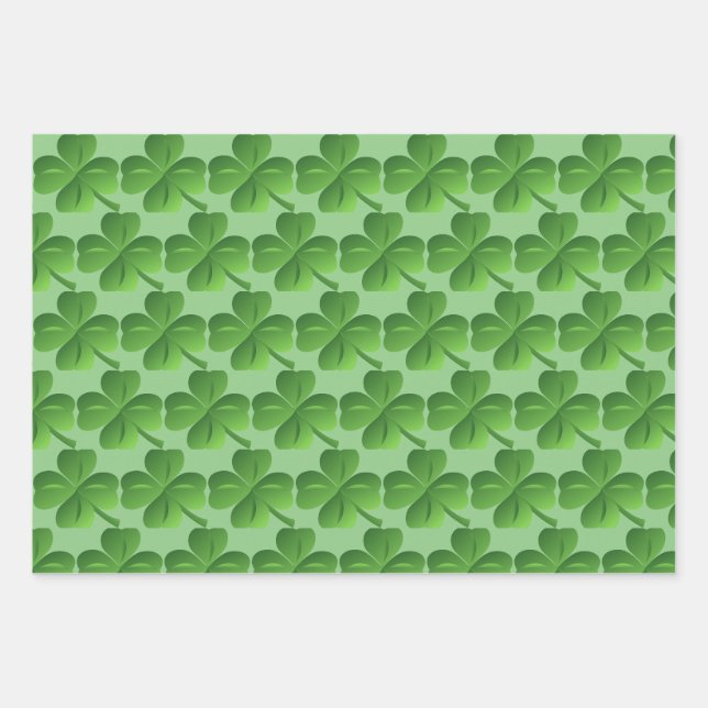 Papier d’enveloppement Shamrock de la Saint-Patric (Devant)