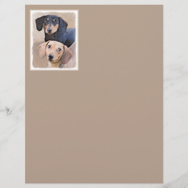 Papier Dachshund (Smooth) Peinture - Art Chien original (Devant)