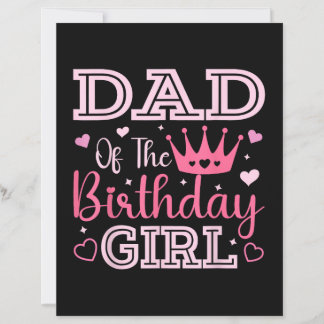 Papier Dad of The Birthday Girl Cute Pink Matching Family
